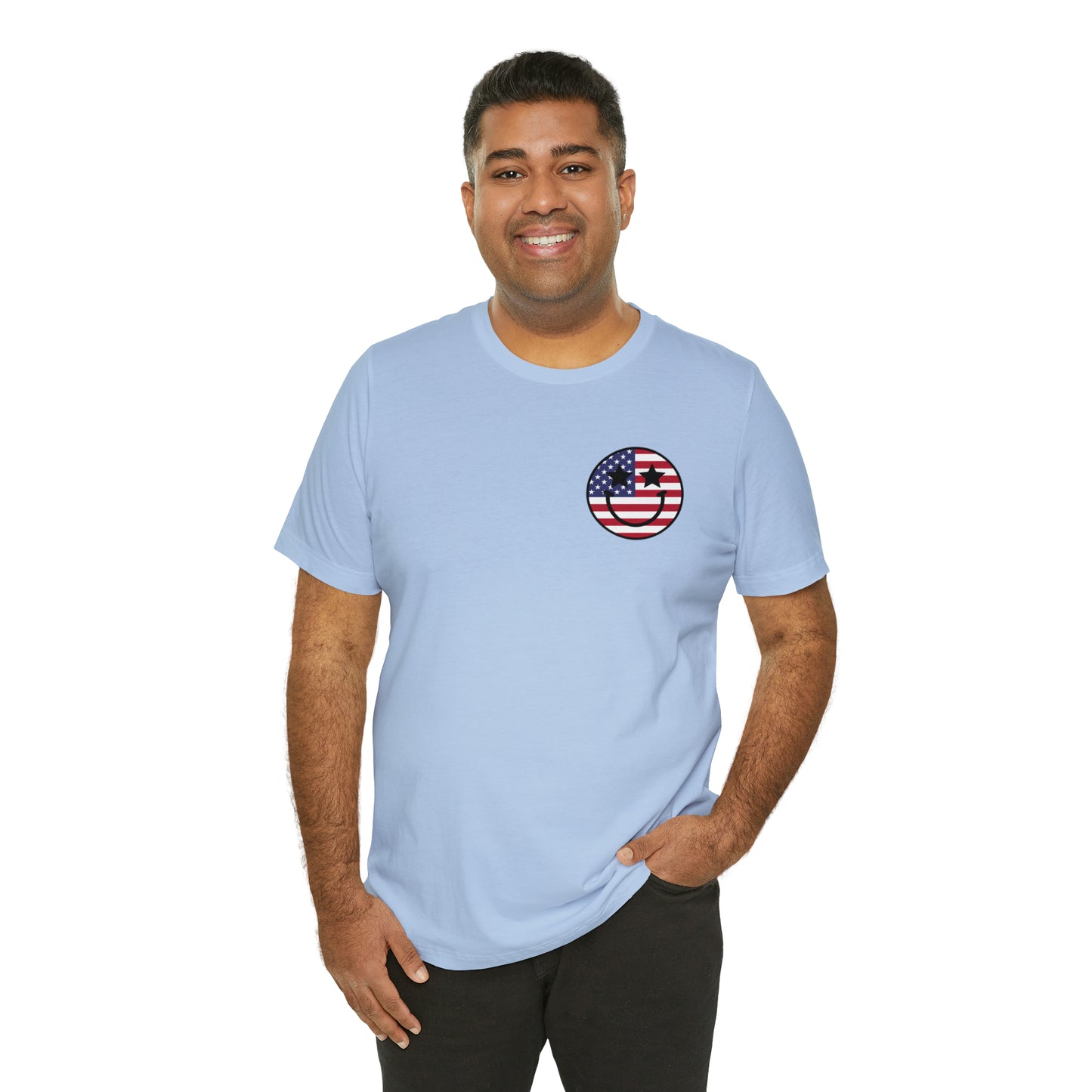 "Jesus Christ Stars and Stripes" (Front and Back Design) Unisex Jersey Short Sleeve Tee