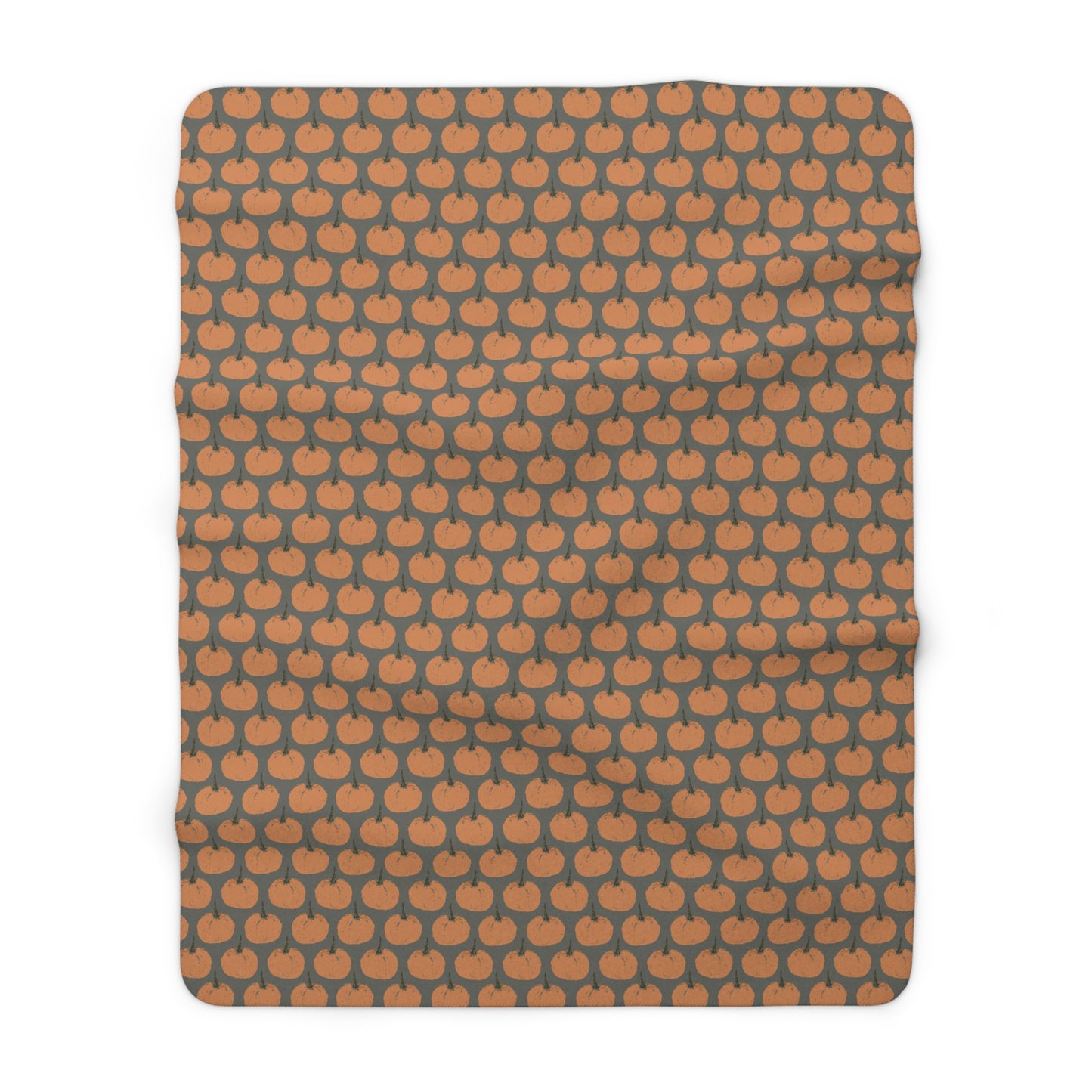 Halloween/ Fall Simple Pumpkin Green Pattern Sherpa Fleece Blanket