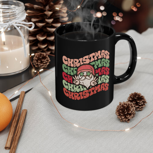 Rustic Christmas Christmas Christmas Santa 11oz Black Mug