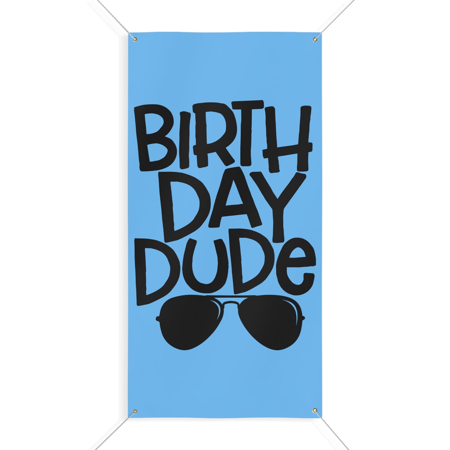 Happy Birthday Dude with Aviator Glasses Matte Banner - Pink