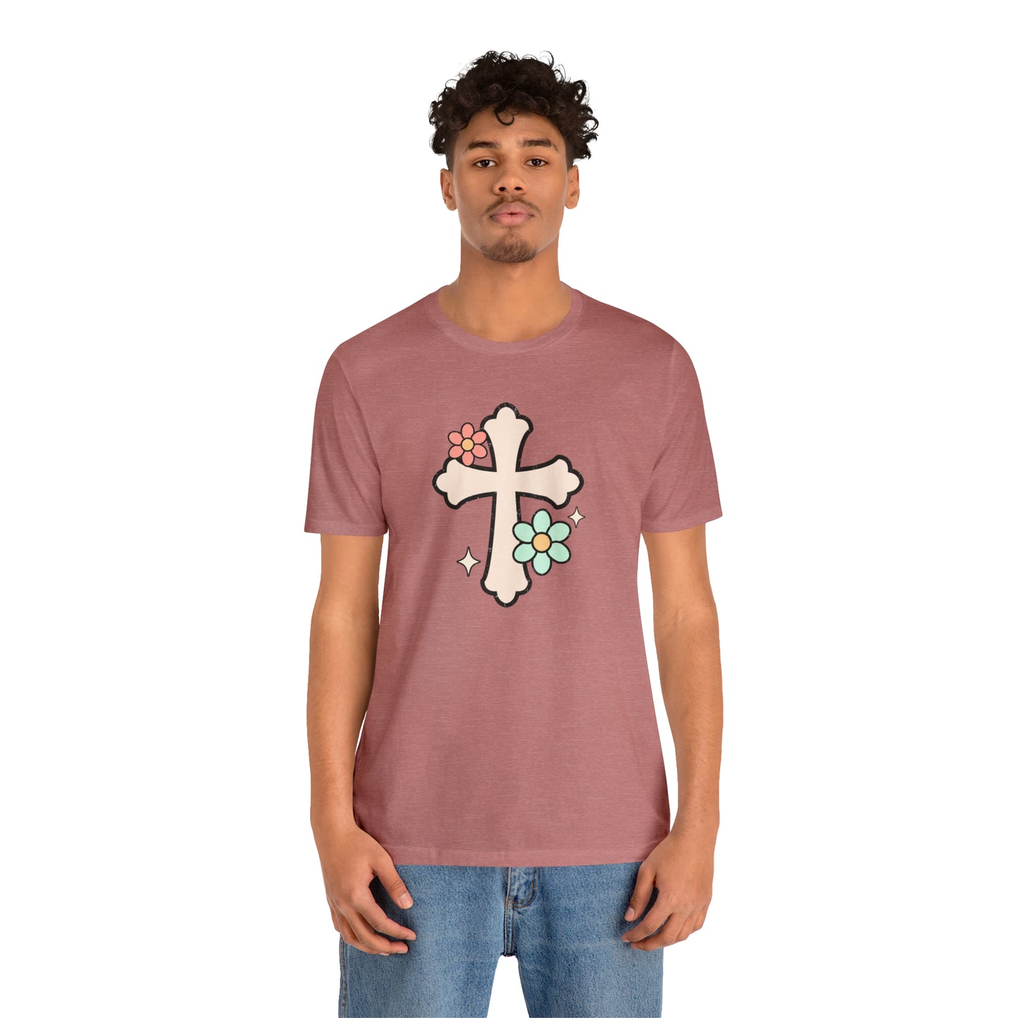 Vintage Floral Boho Cross T-Shirt