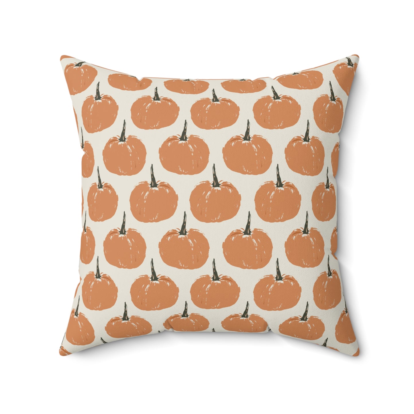 Simple Pumpkin Cream Fall/ Halloween Spun Polyester Square Pillow