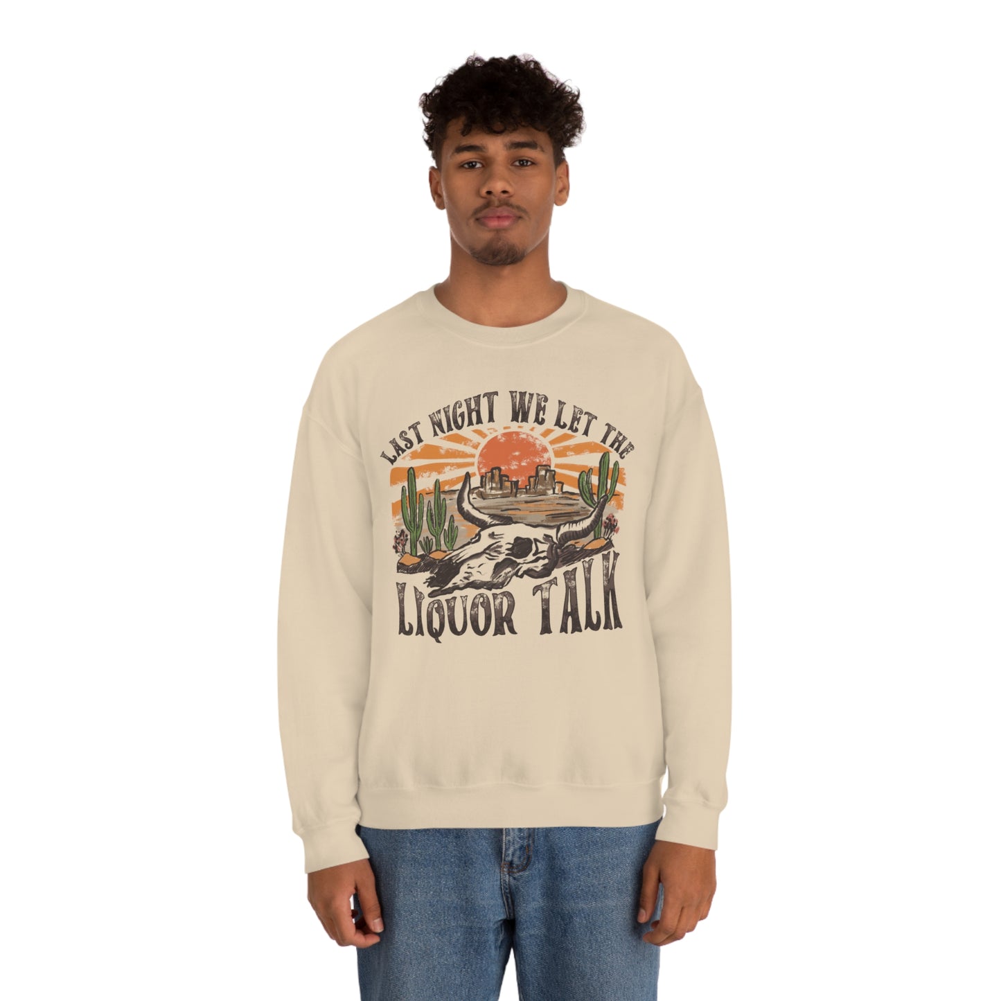 Vintage "Last Night We Let the Liquor Talk"  Unisex Heavy Blend™ Crewneck Sweatshirt