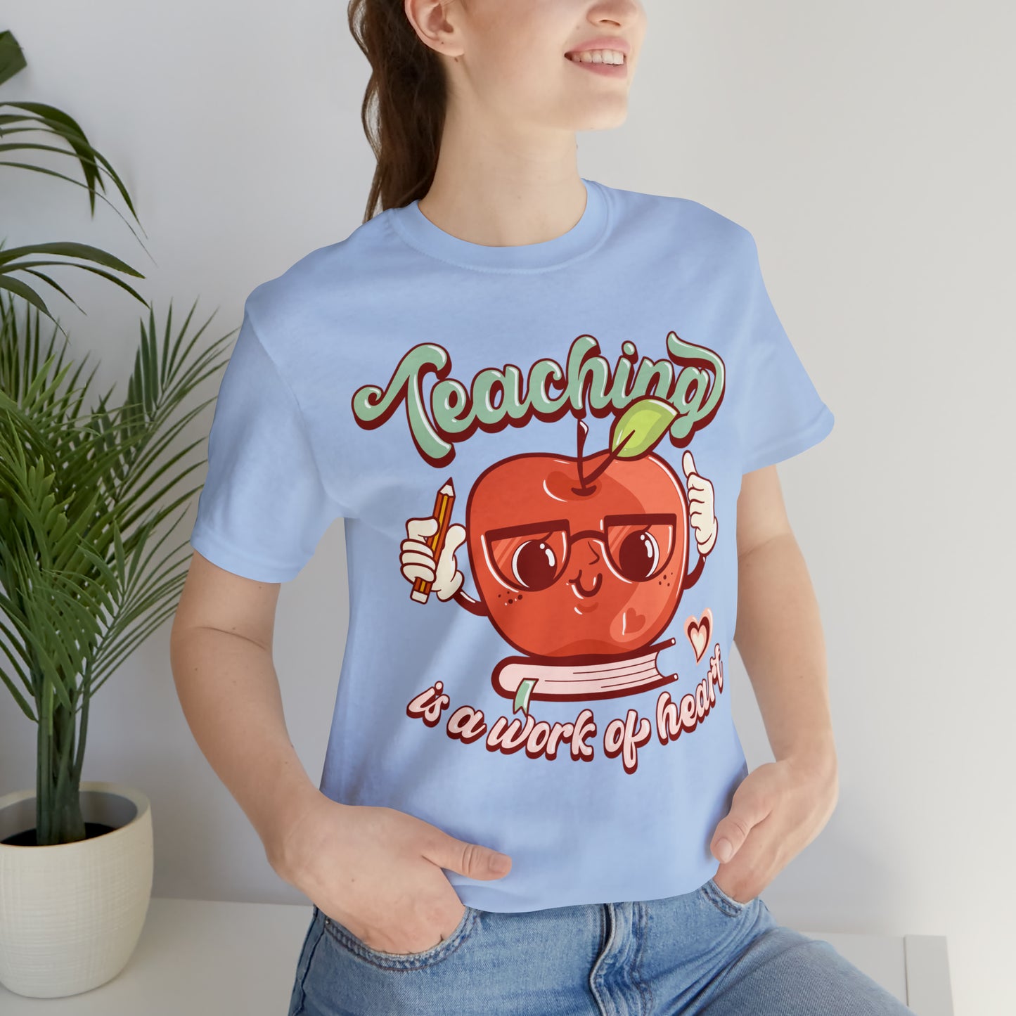 Vintage Teaching is a Work of Heart Unisex Jersey Short Sleeve Tee