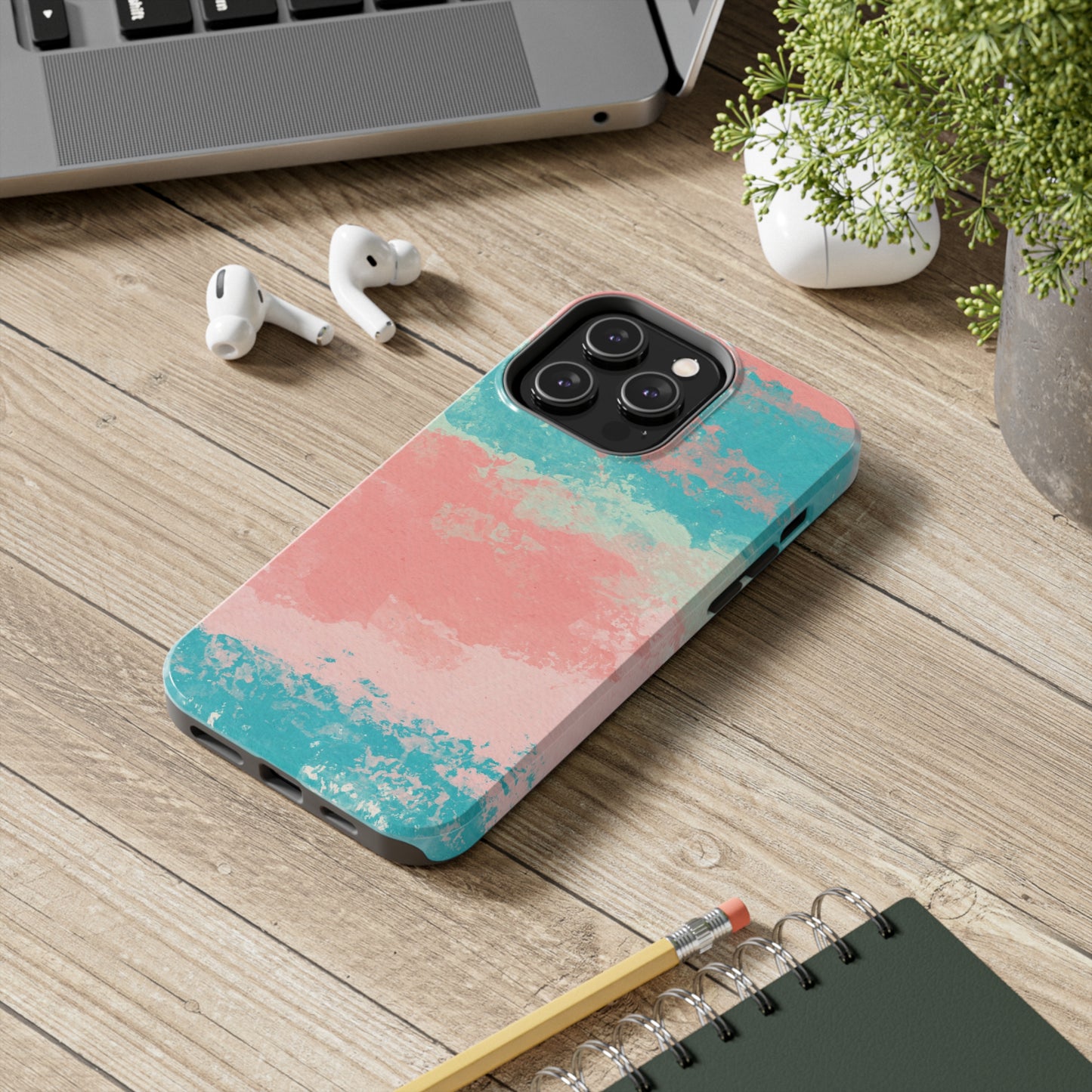 Pink and Turquoise Water Color Tough Phone Cases