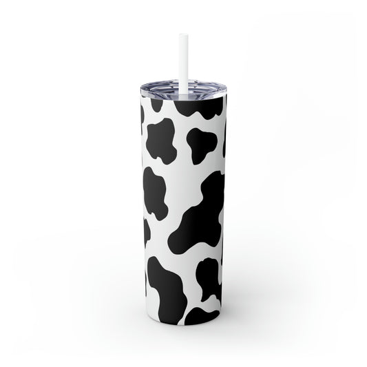 Country Cow Print  Skinny Tumbler with Straw, 20oz