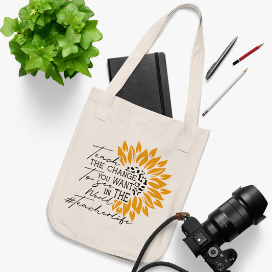 Teach the Change that You Want to See in the World Teacher Canvas Tote Bag