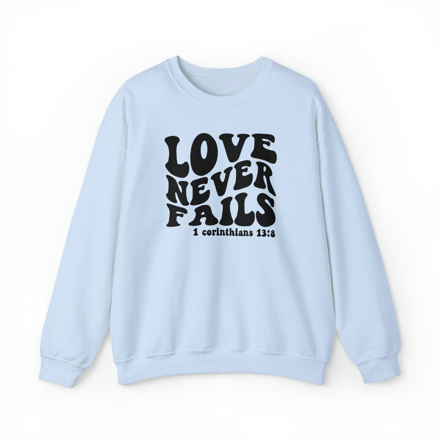 Love Never Fails Black Logo Unisex Heavy Blend™ Crewneck Sweatshirt