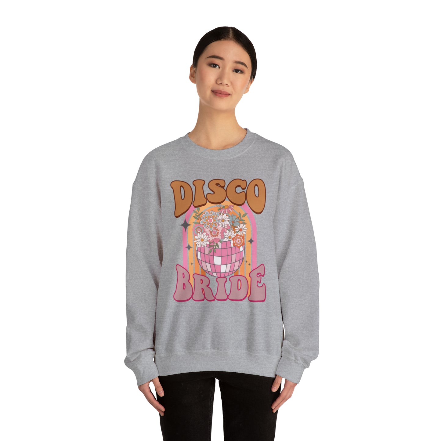 Retro Disco Bride Mirror Ball Bride Unisex Heavy Blend™ Crewneck Sweatshirt