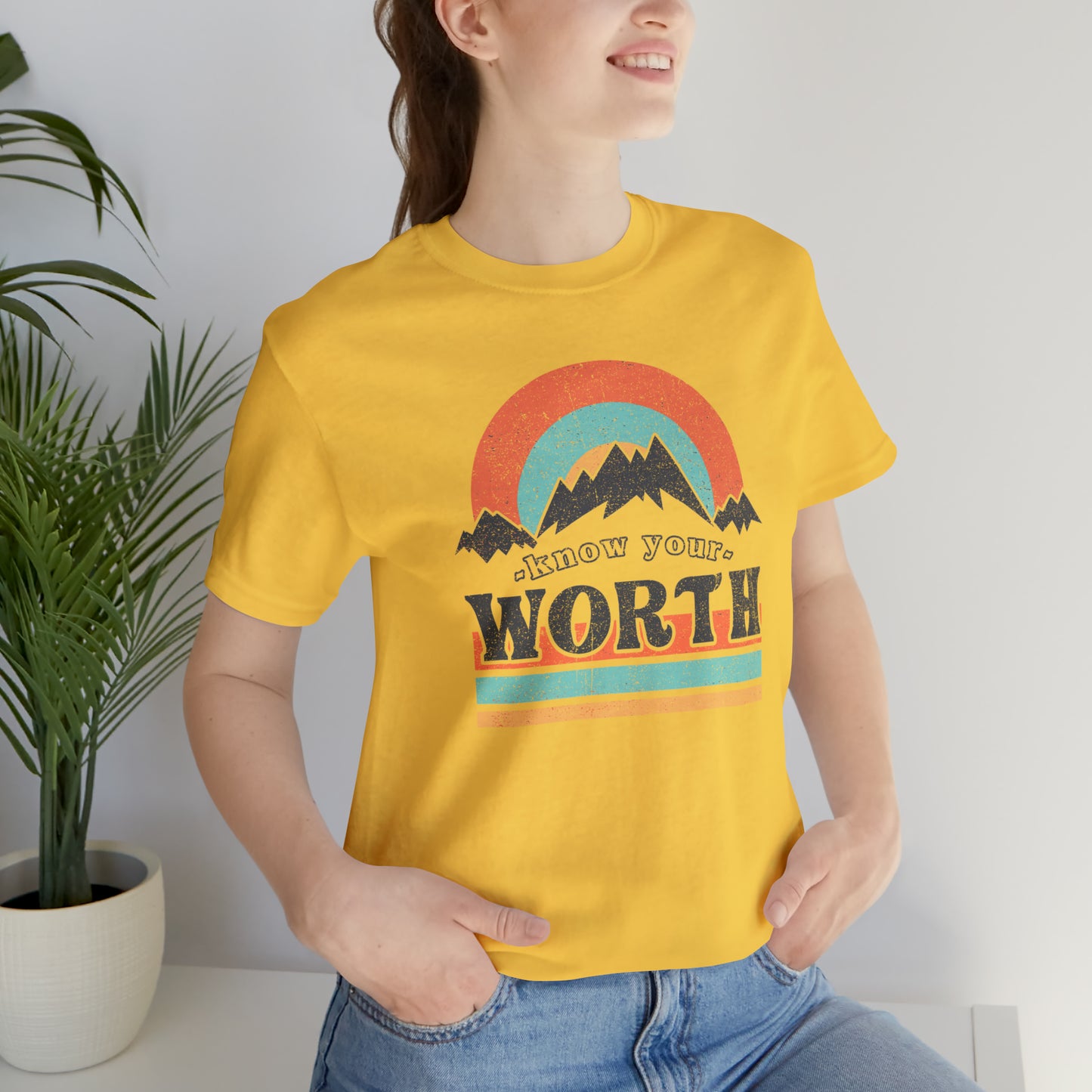 "Know Your Worth" Unisex Jersey Short Sleeve Tee