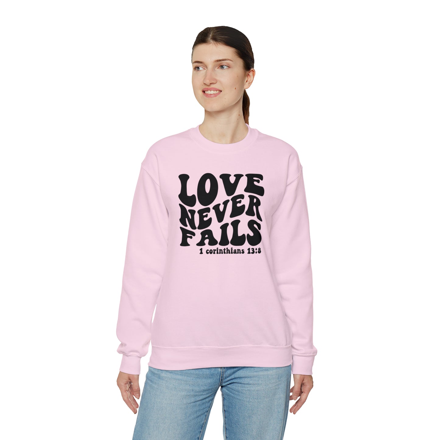 Love Never Fails Black Logo Unisex Heavy Blend™ Crewneck Sweatshirt