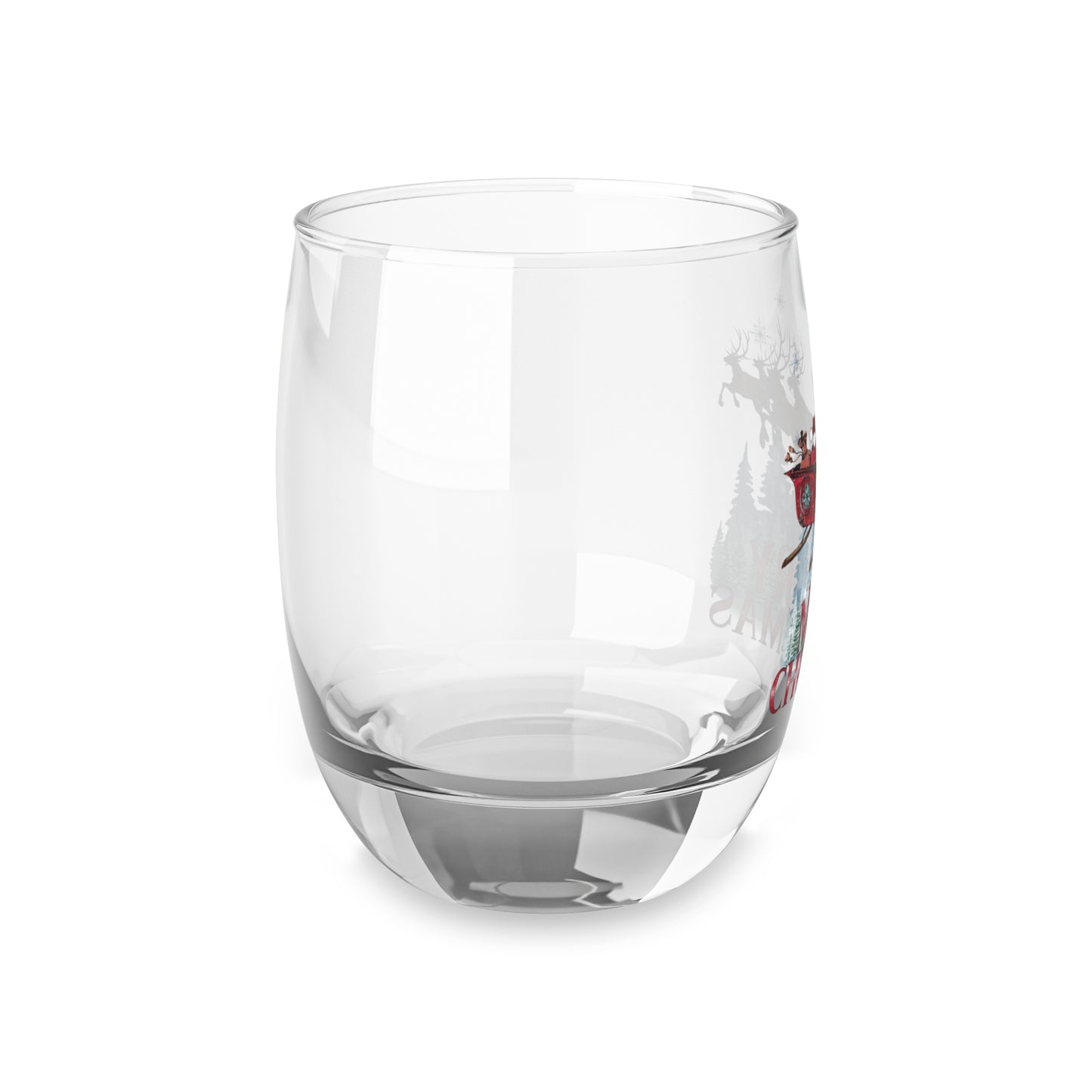 Merry Christmas Santa Sleigh Whiskey Glass