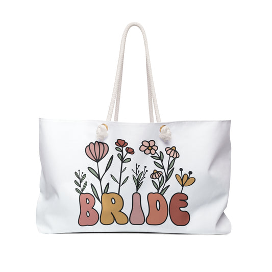 White Floral Bride Weekender Bag