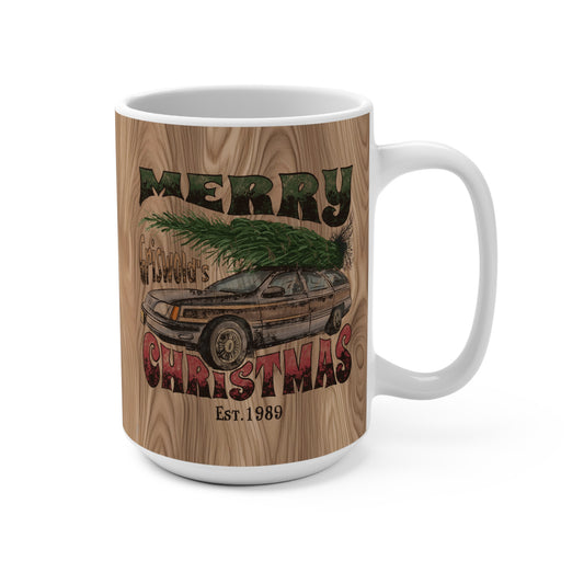 Distressed Merry Griswold's Christmas Tree Station Wagon Holiday Mug 15oz