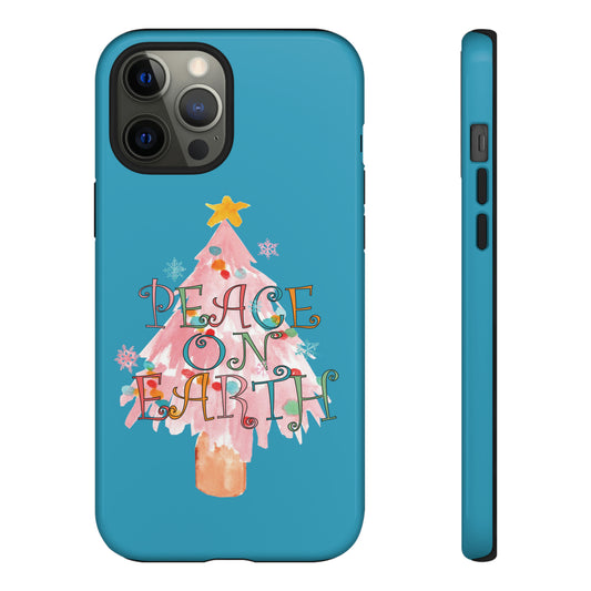 Peace on Earth Christmas/ Holiday Apple iPhone Tough Cases - Turquoise