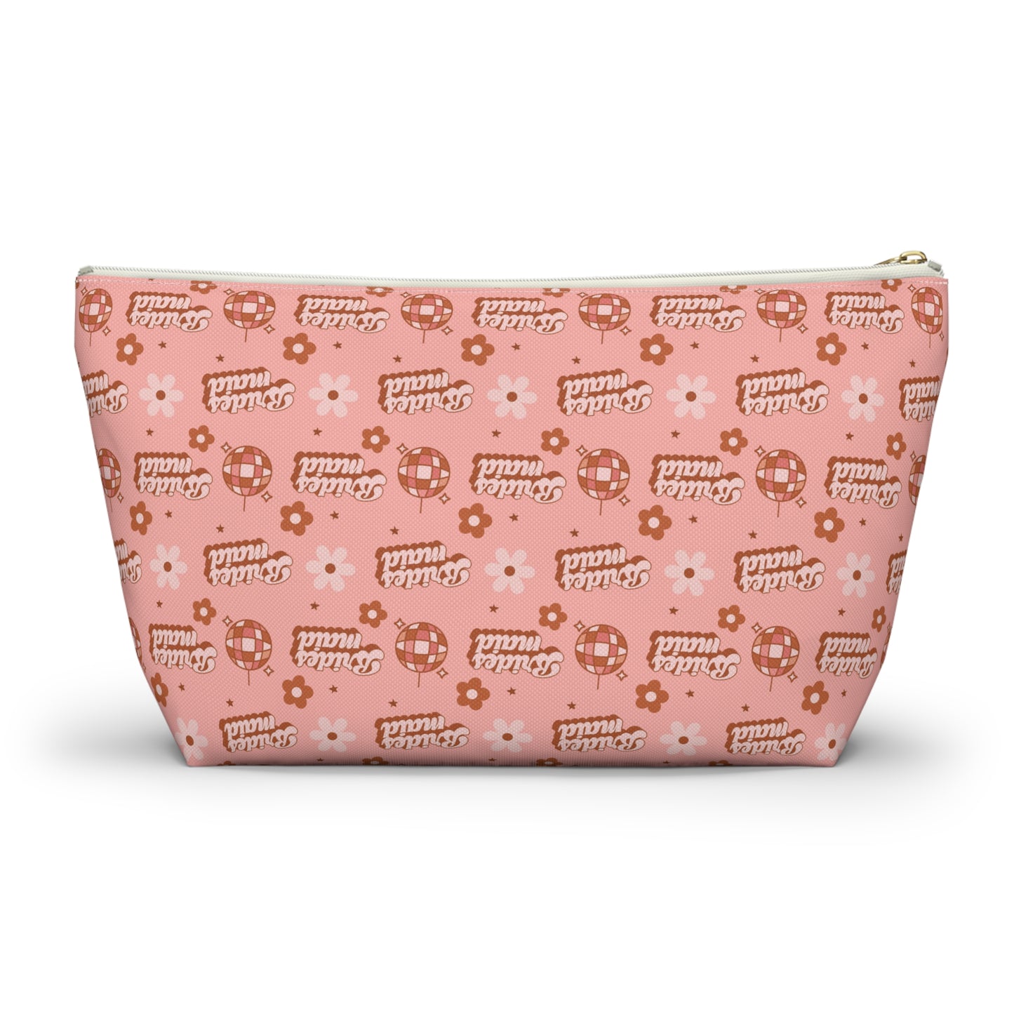 Retro Bridesmaid Pink Disco Ball Print Design  Accessory Pouch w T-bottom