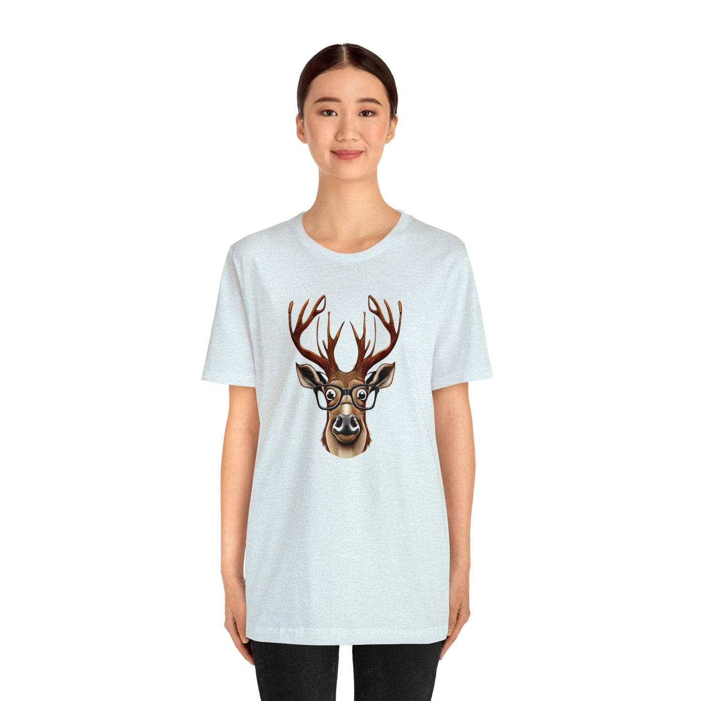 Deer/ Reindeer with Glasses Country and Christmas Unisex Jersey Short Sleeve Tee