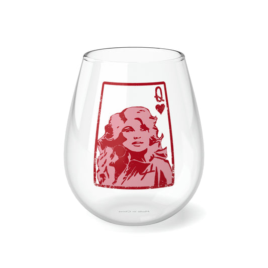 Dolly Queen of Hearts Valentine Stemless Wine/ Glass, 11.75oz
