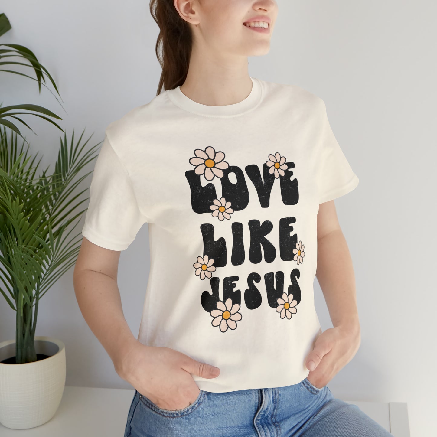 Distressed Daisy Love Like Jesus T-Shirt