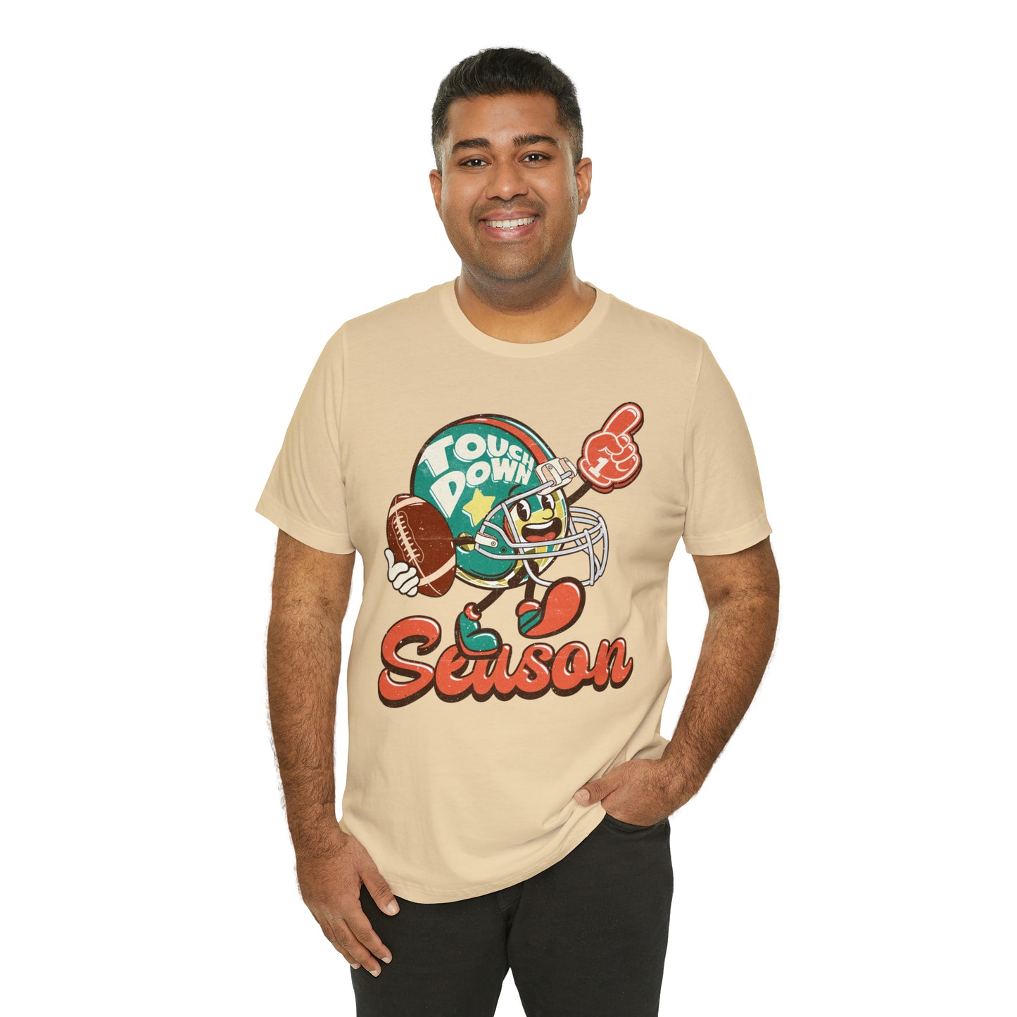 Football Season Football Helmet Character Holding Football T-Shirt