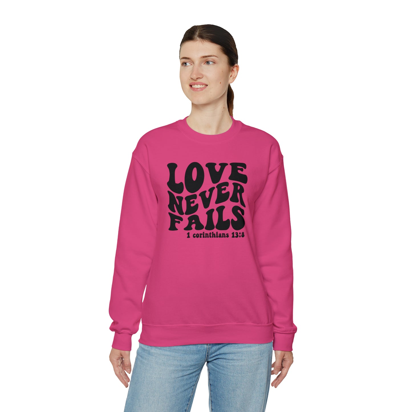 Love Never Fails Black Logo Unisex Heavy Blend™ Crewneck Sweatshirt