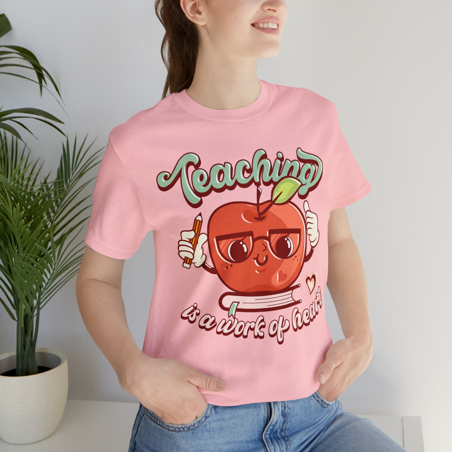 Vintage Teaching is a Work of Heart Unisex Jersey Short Sleeve Tee