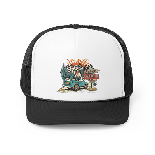 Rustic Mountain Bronco Scene Tall Trucker Caps