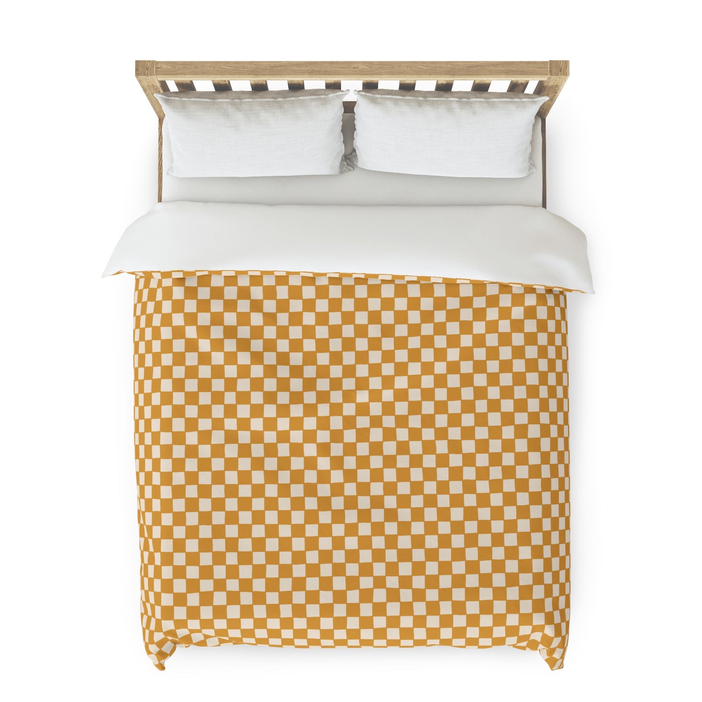 Boho Gold and Cream Checkerboard Duvet Cover