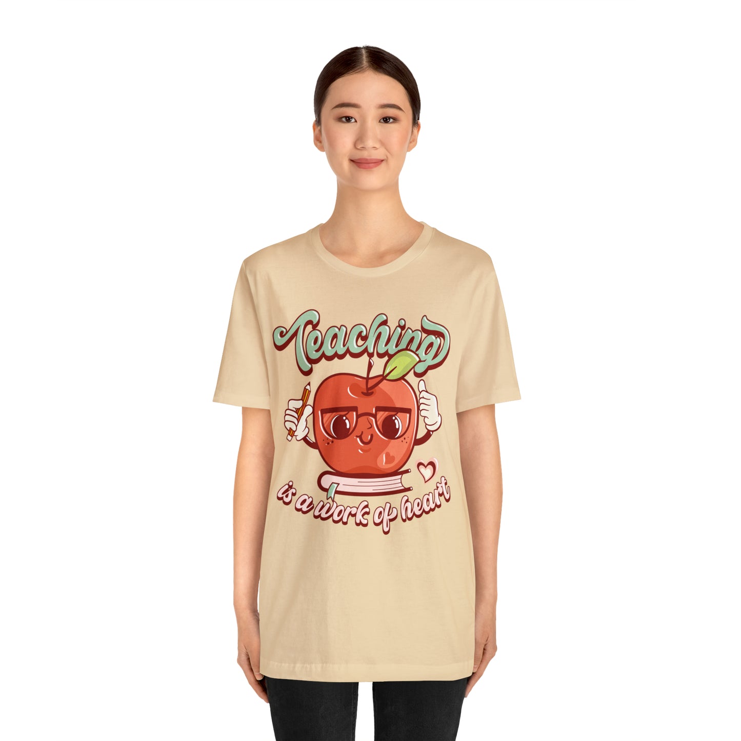 Vintage Teaching is a Work of Heart Unisex Jersey Short Sleeve Tee