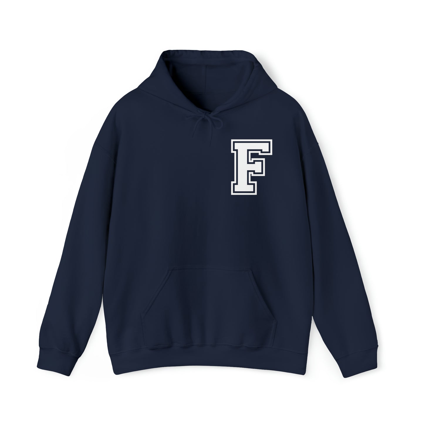 Front to Back Design - Varsity F Vertical Freeburg Midgets Logo Hooded Sweatshirt