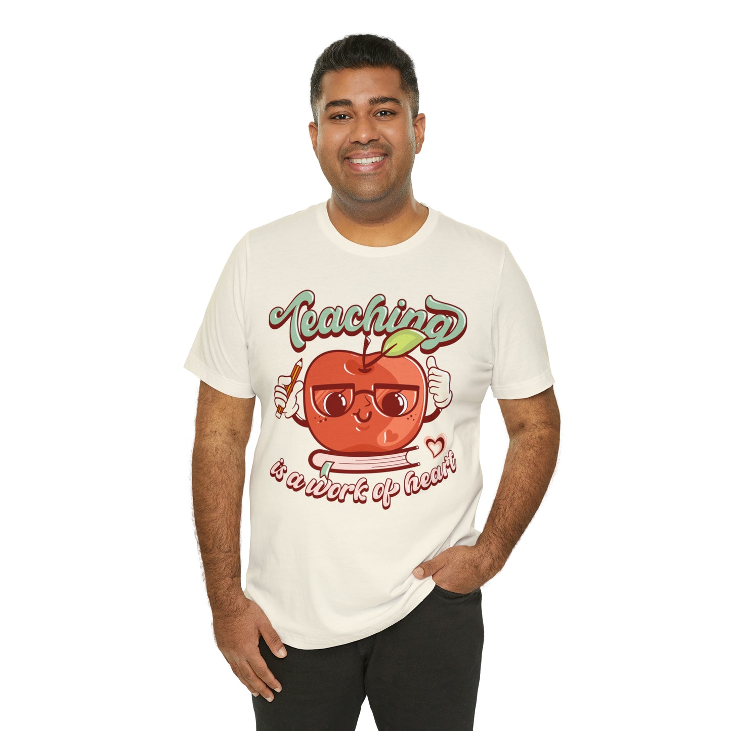 Vintage Teaching is a Work of Heart Unisex Jersey Short Sleeve Tee