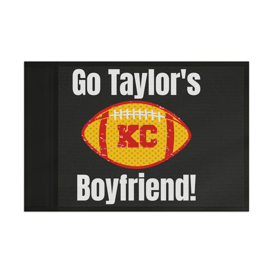 Go Taylor's Boyfriend Swift and Kelce Football Flag - Black