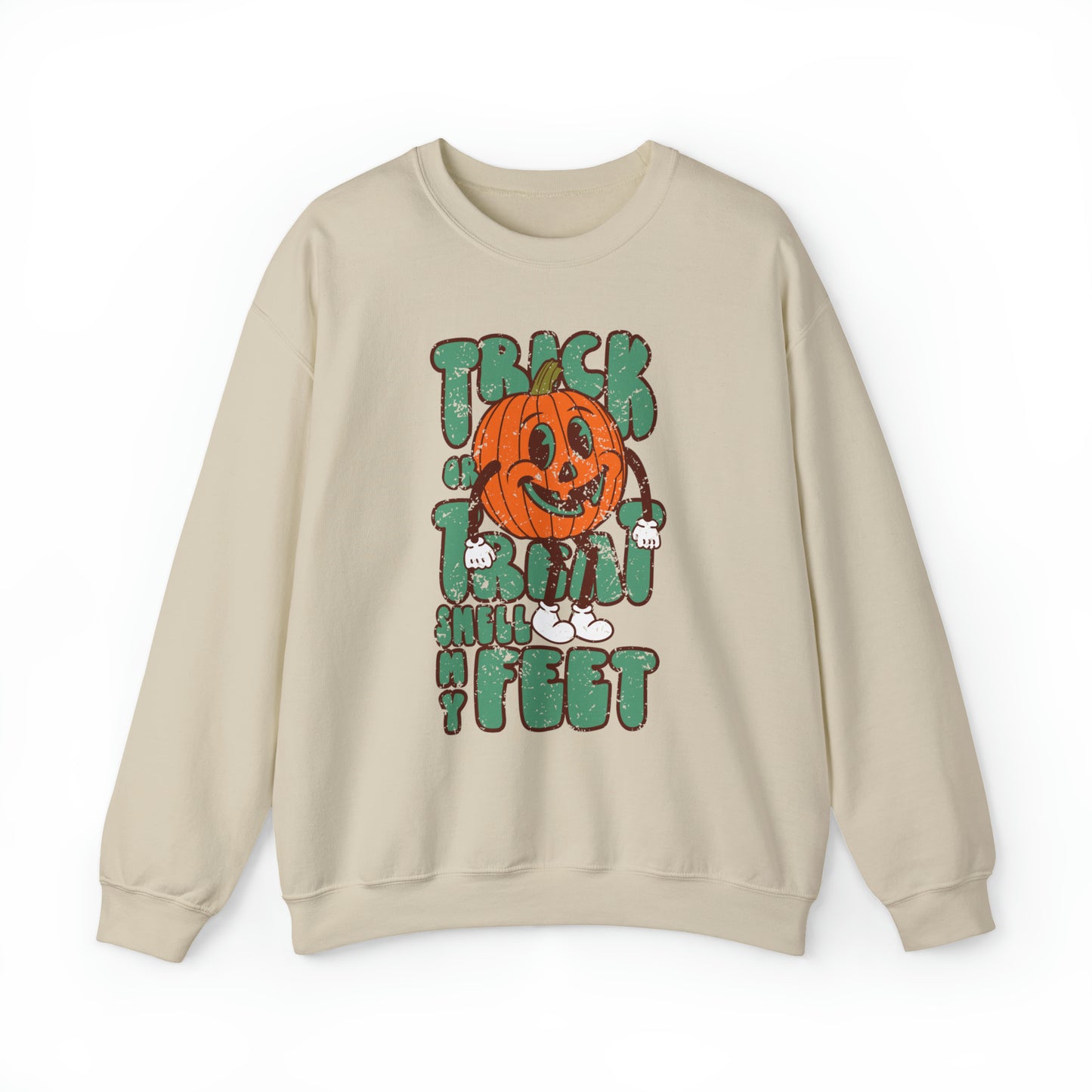 Distressed Trick or Treat Smell My Feet Heavy Blend™ Crewneck Sweatshirt