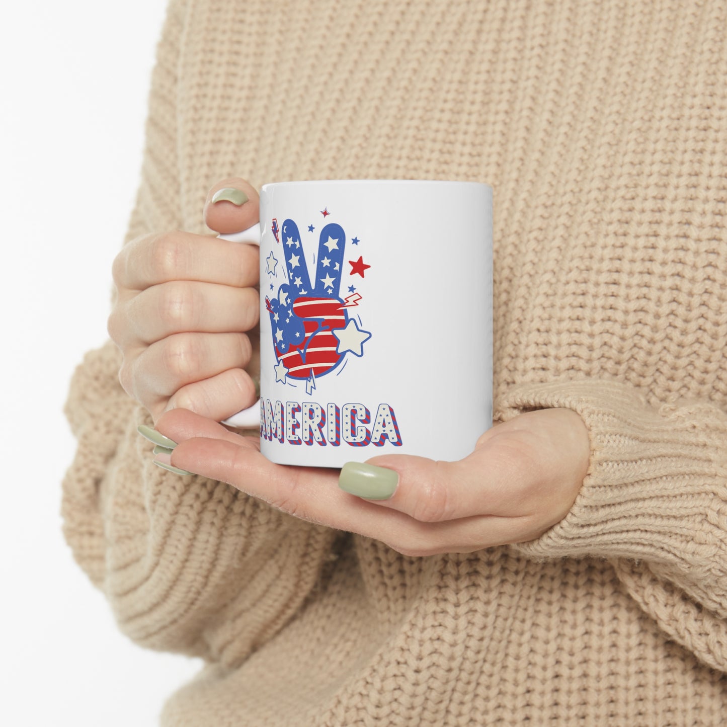 USA/ United States Peace Sign America Ceramic Mug 11oz