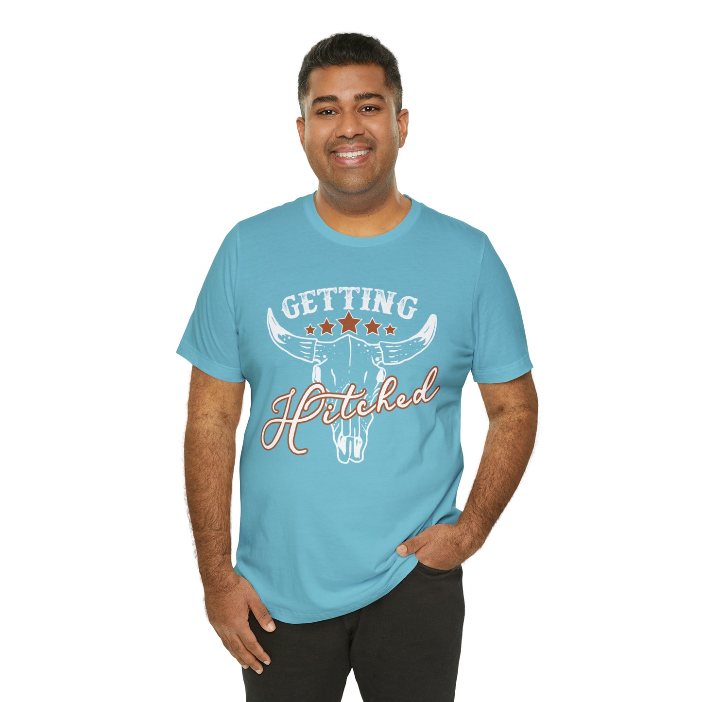 Vintage Getting Hitched Bride/ Groom T-Shirt - White Design