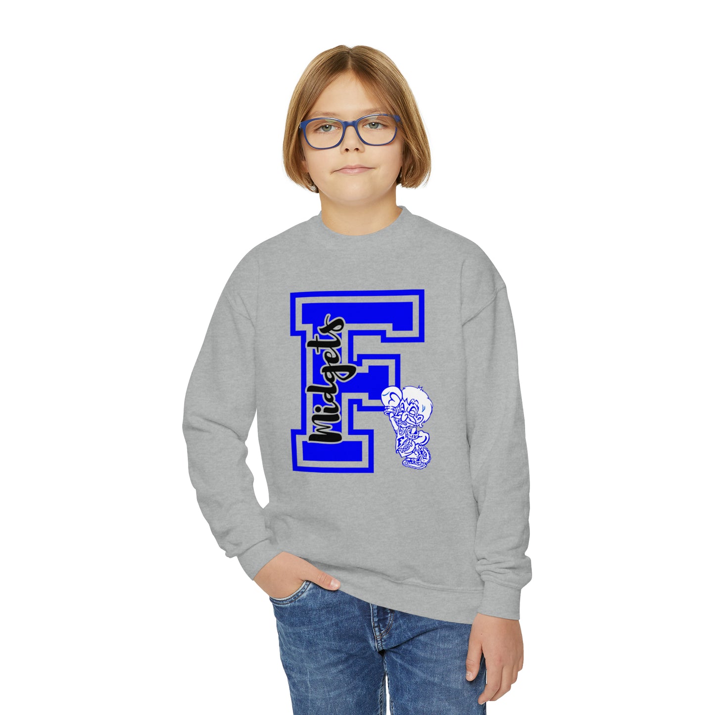 YOUTH Give Me an F Freeburg Midgets Logo Youth Crewneck Sweatshirt