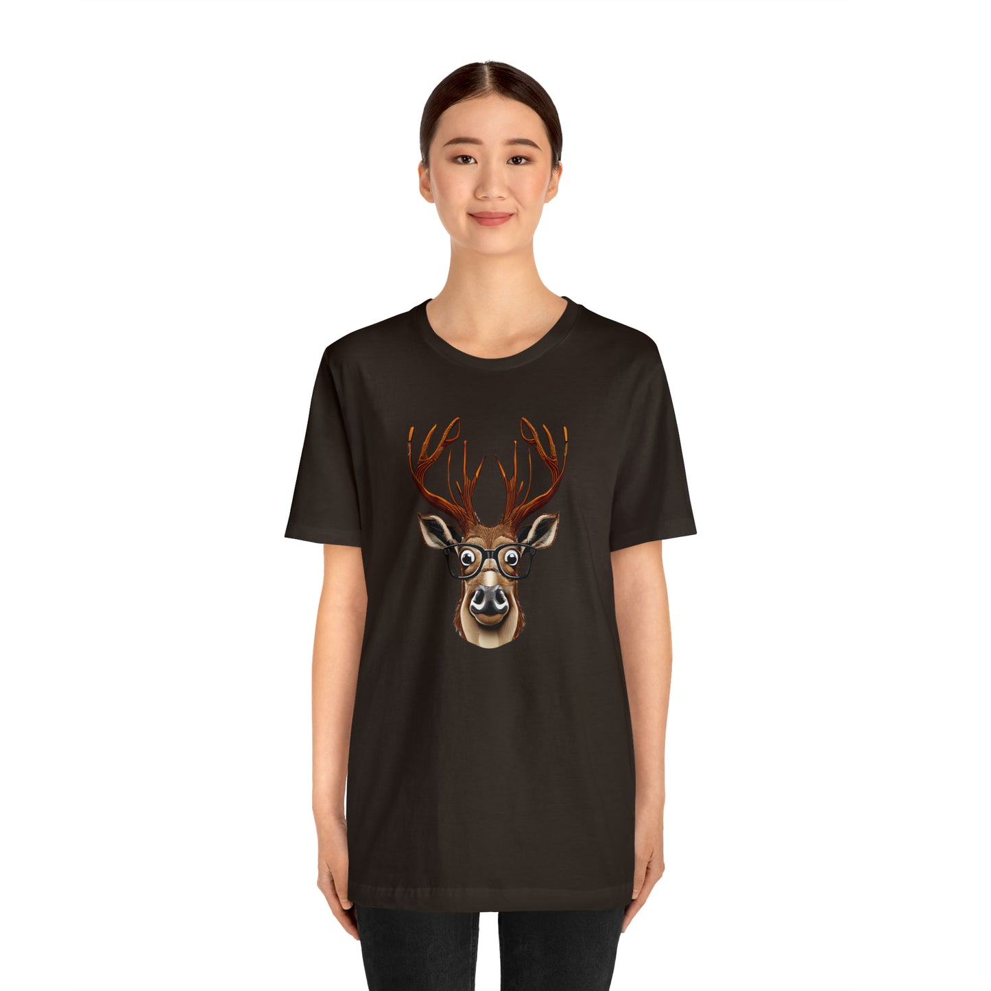 Deer/ Reindeer with Glasses Country and Christmas Unisex Jersey Short Sleeve Tee