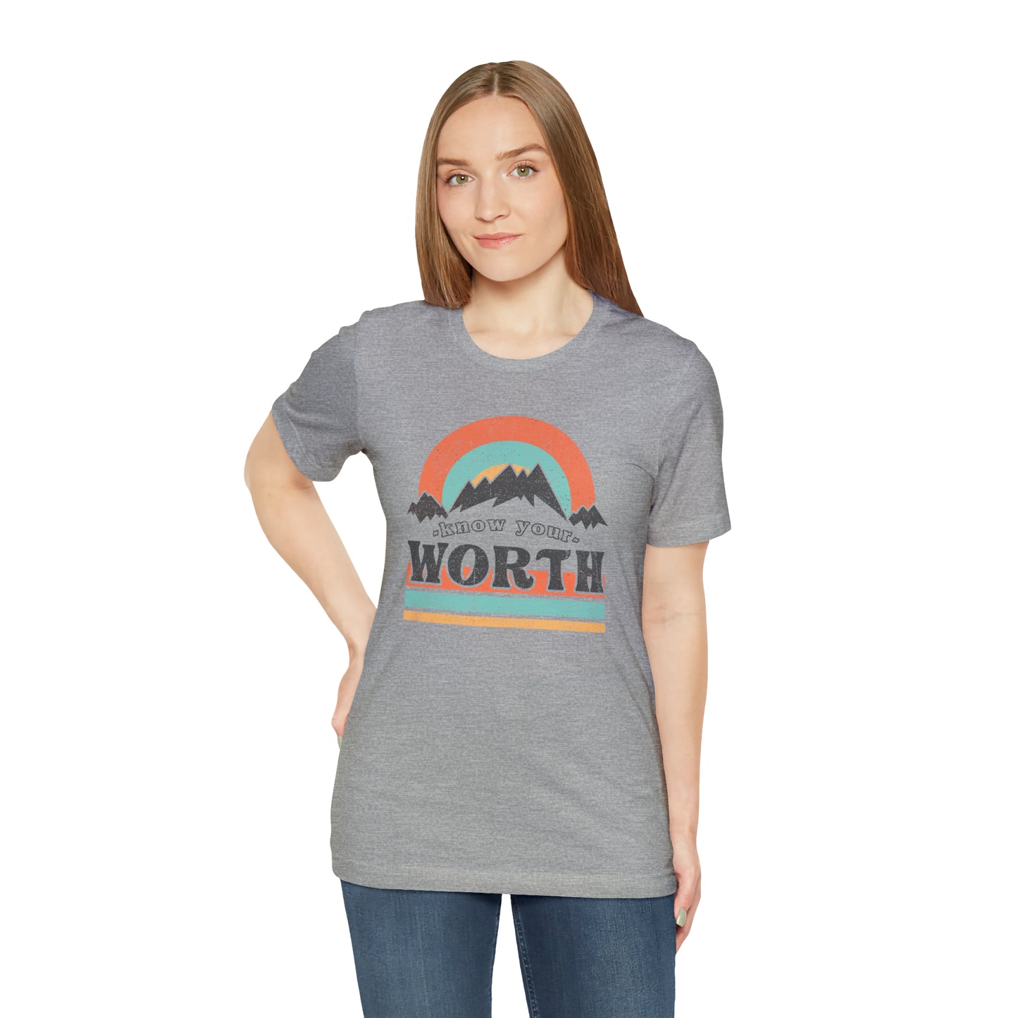 "Know Your Worth" Unisex Jersey Short Sleeve Tee