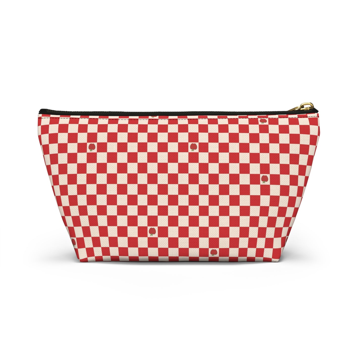 Rustic Apple Red Checkered Print Design Accessory Pouch w T-bottom