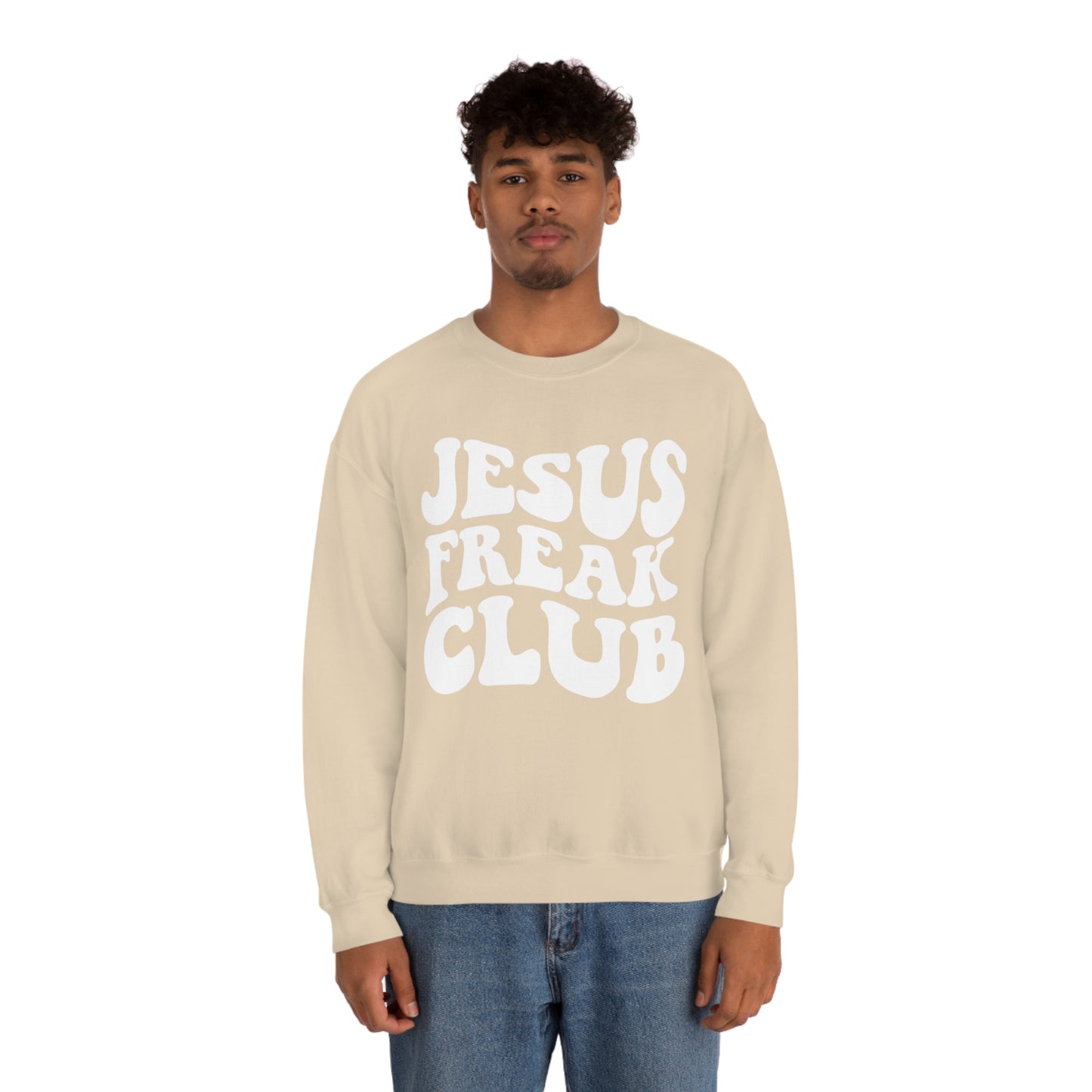 Vintage Jesus Freak Club White Logo Unisex Heavy Blend™ Crewneck Sweatshirt