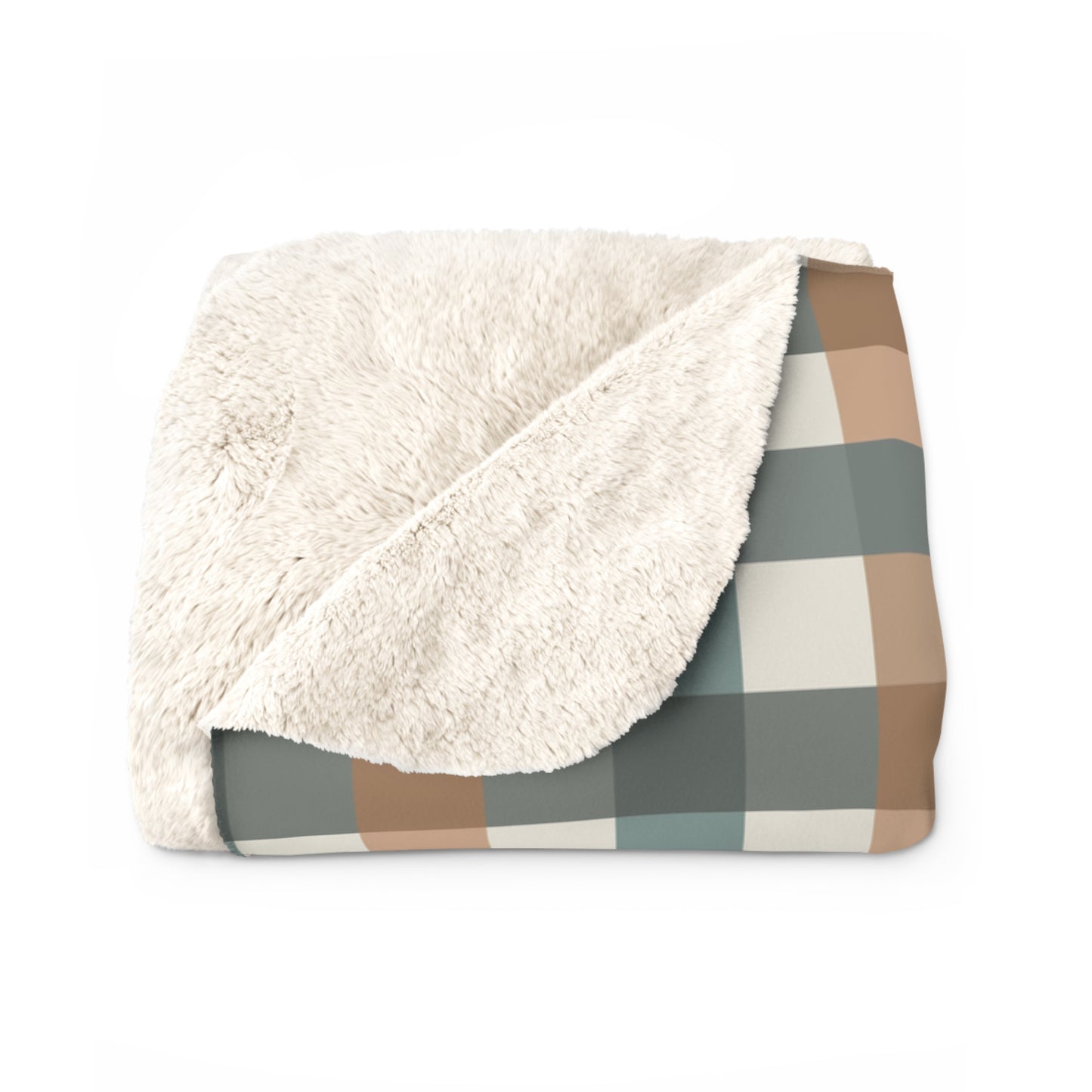 Fall Blue Plaid Pattern Design Sherpa Fleece Blanket