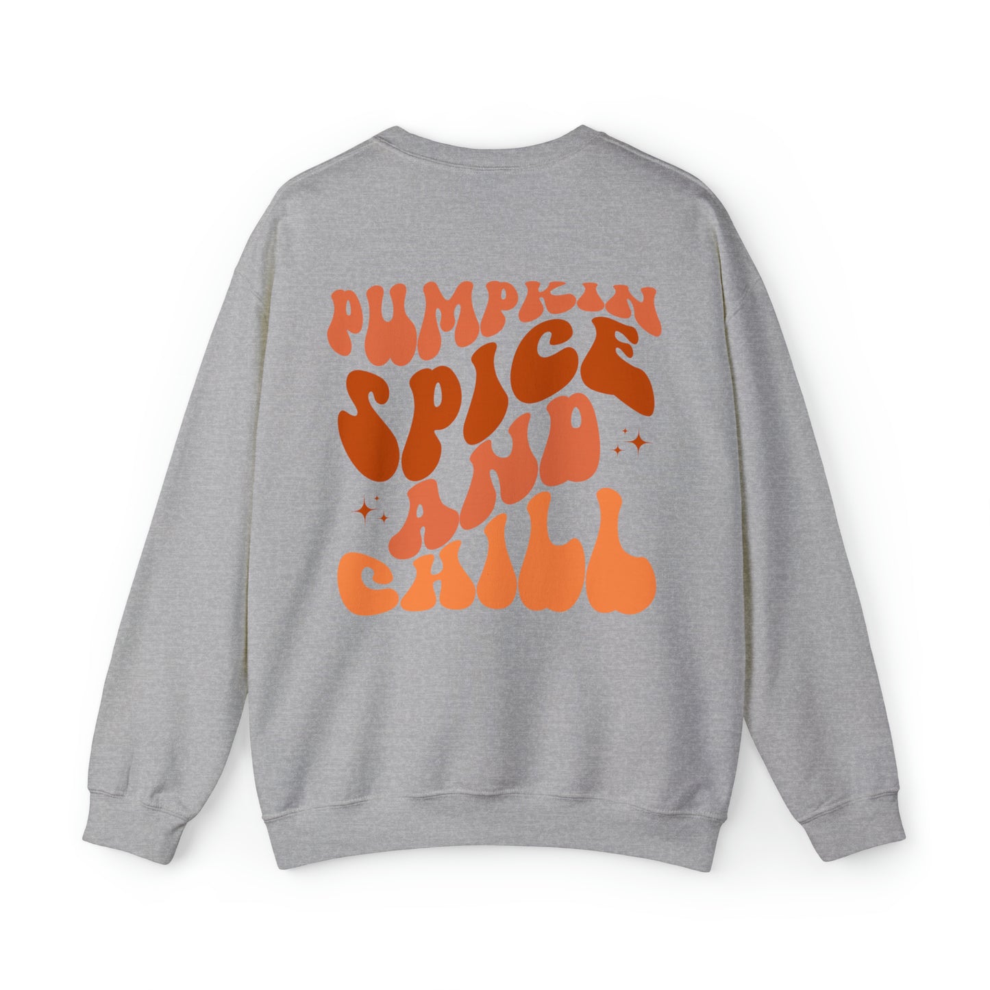 Pumpkin Spice and Chill (Front and Back) Design Heavy Blend™ Crewneck Sweatshirt