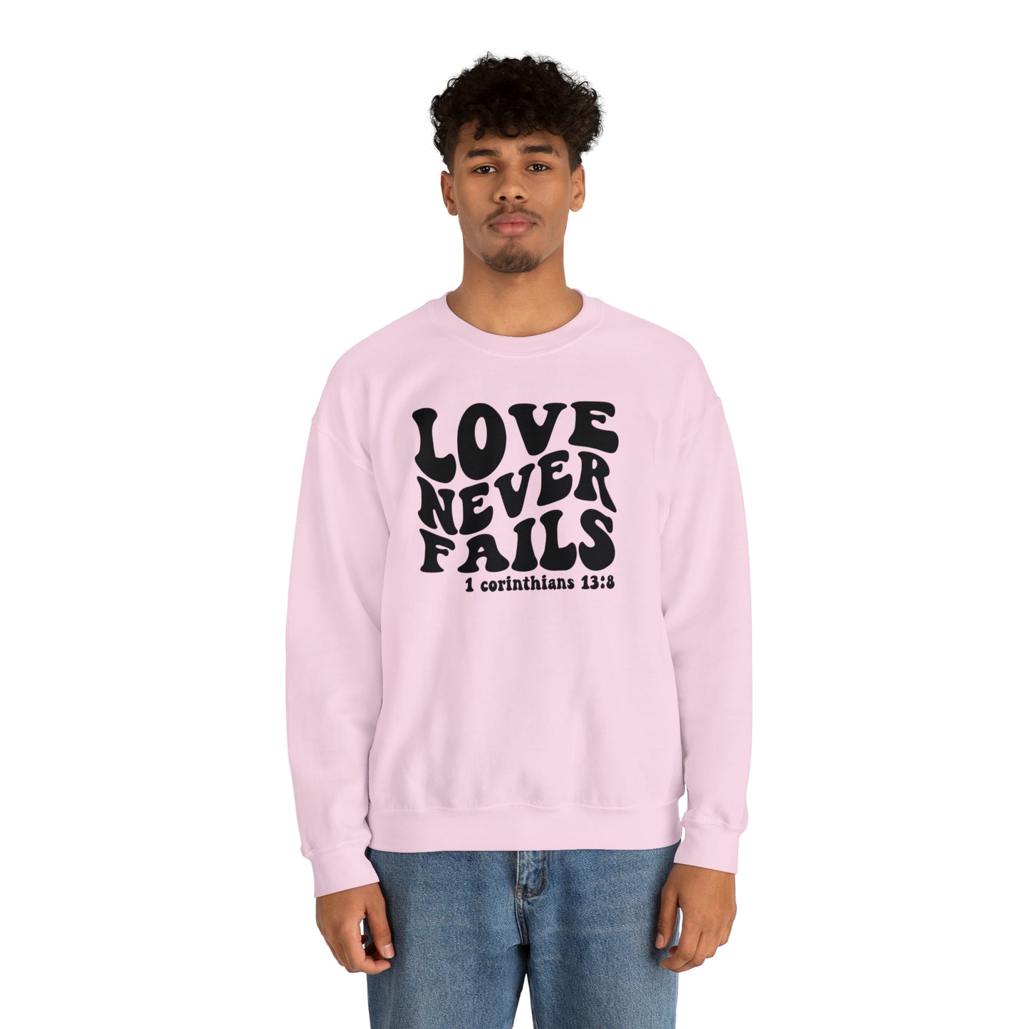 Love Never Fails Black Logo Unisex Heavy Blend™ Crewneck Sweatshirt