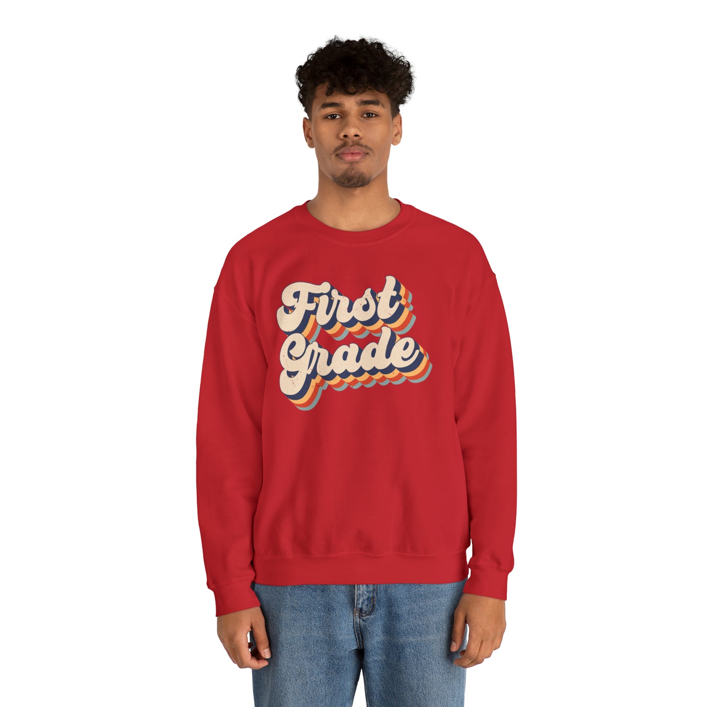 Retro 1st Grade Unisex Heavy Blend™ Crewneck Sweatshirt