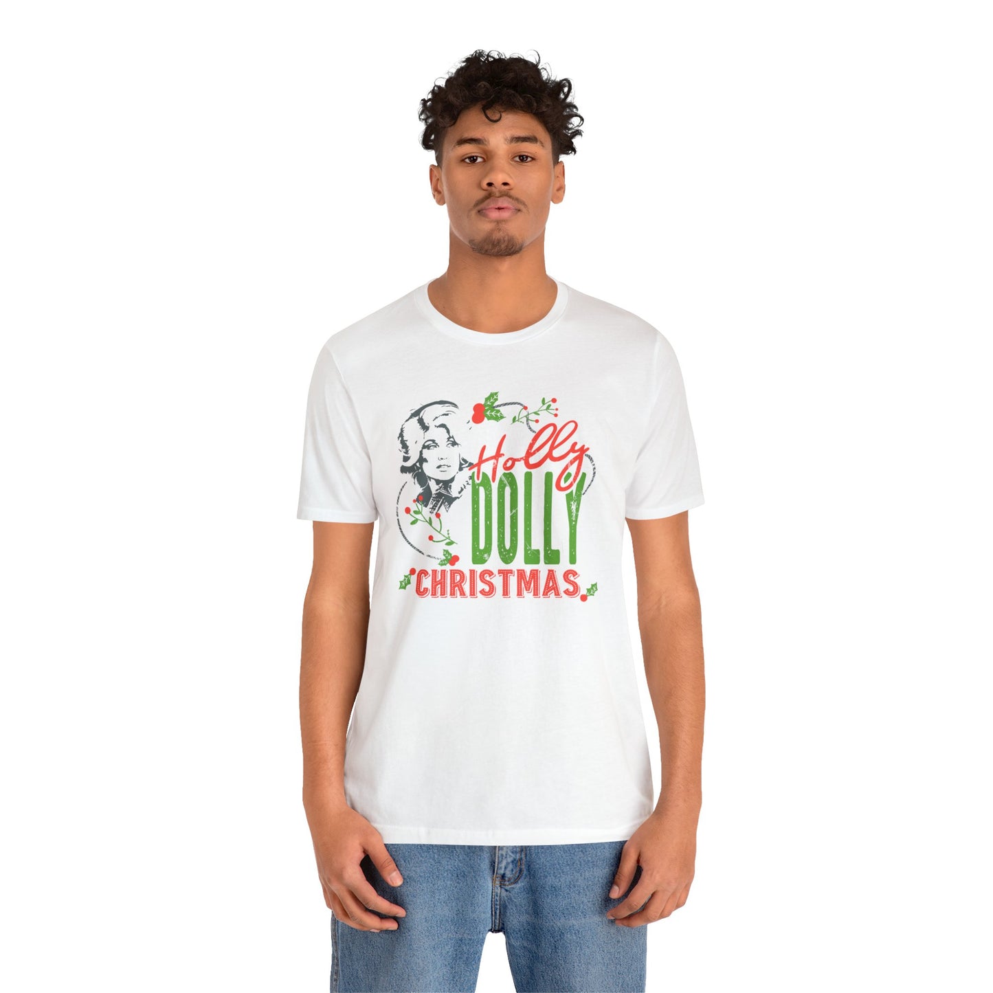 Holly Dolly Christmas Bella Jersey Short Sleeve Tee (Unisex)