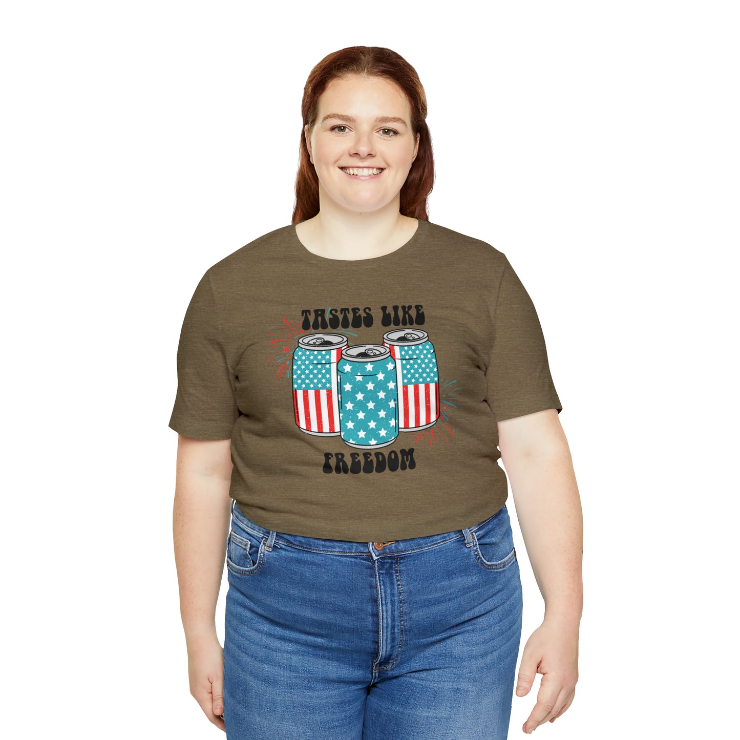 American USA Tastes Like Freedom Beverage Can Unisex Jersey Short Sleeve Tee