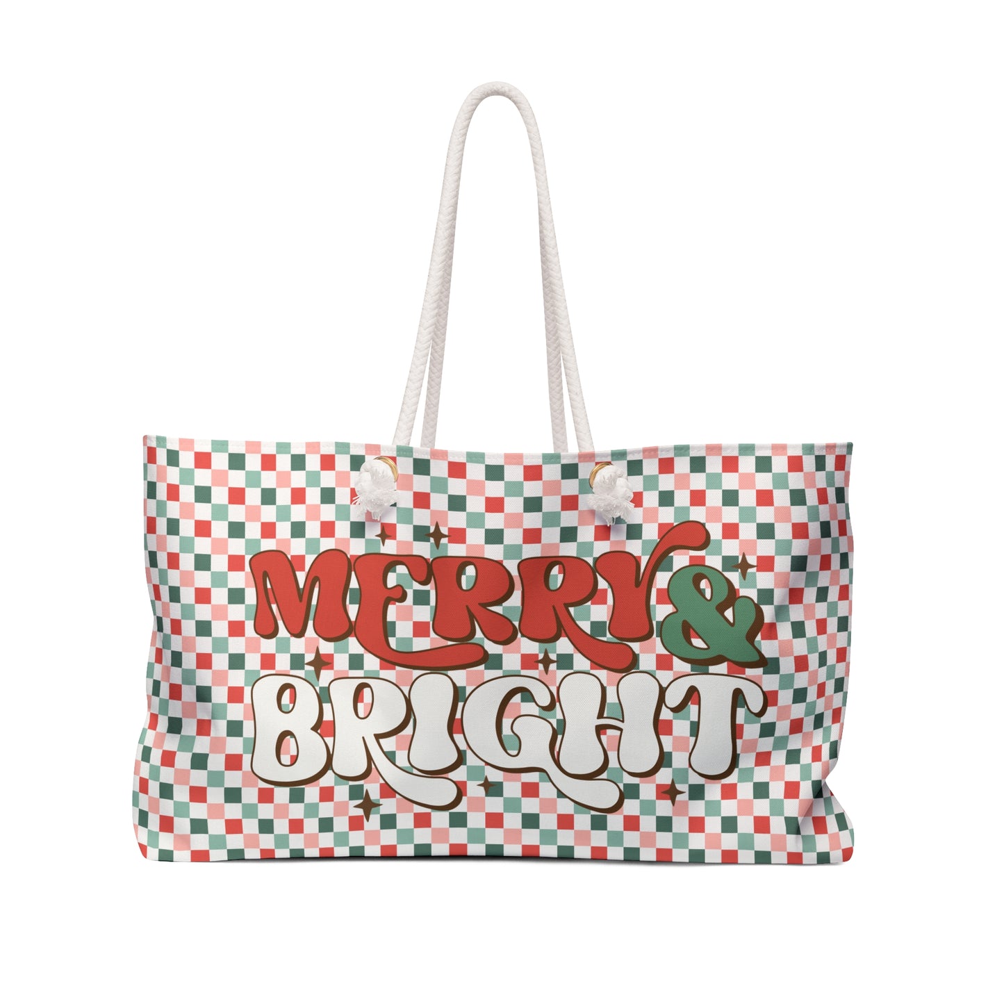 Merry and Bright Christmas Holiday Weekender Bag