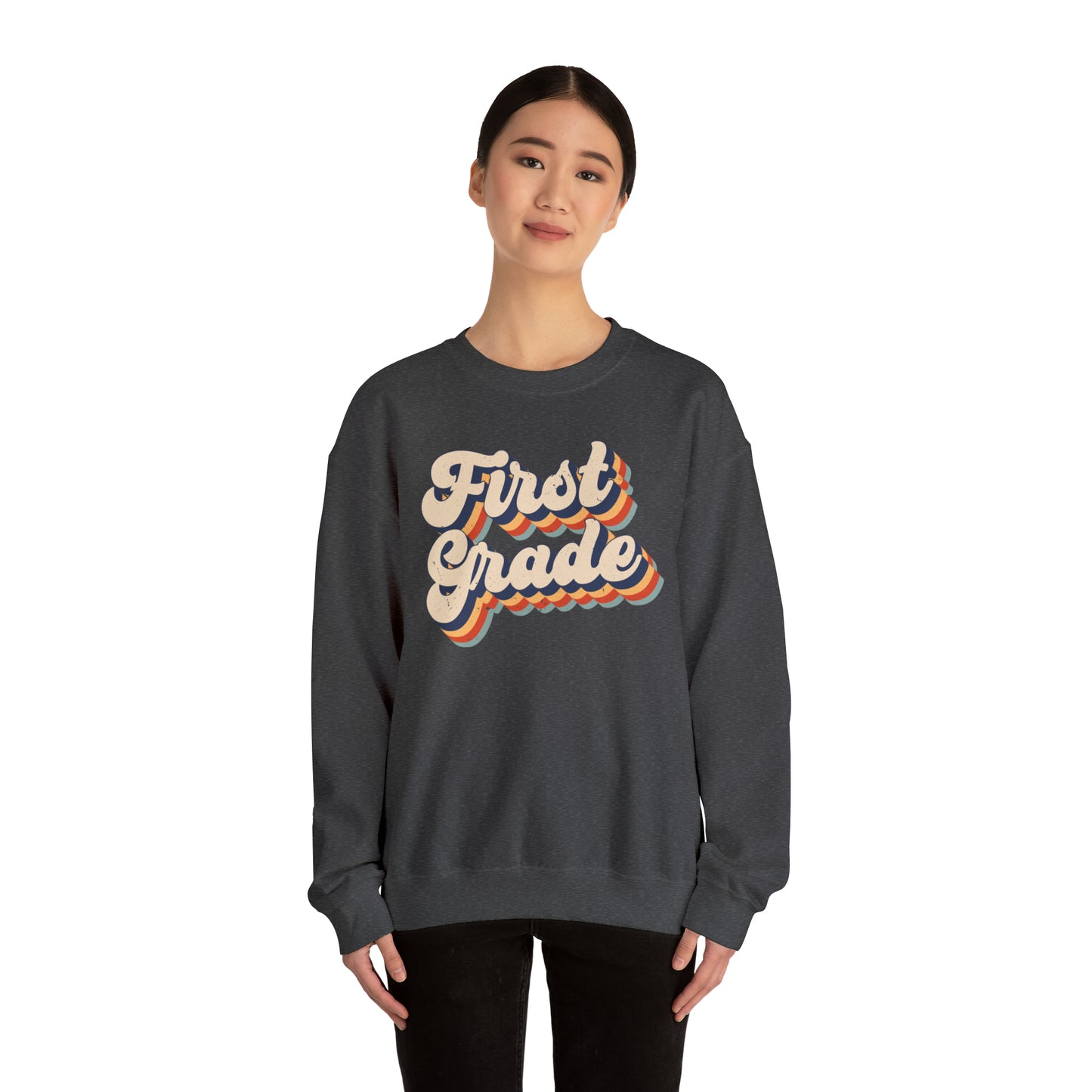 Retro 1st Grade Unisex Heavy Blend™ Crewneck Sweatshirt