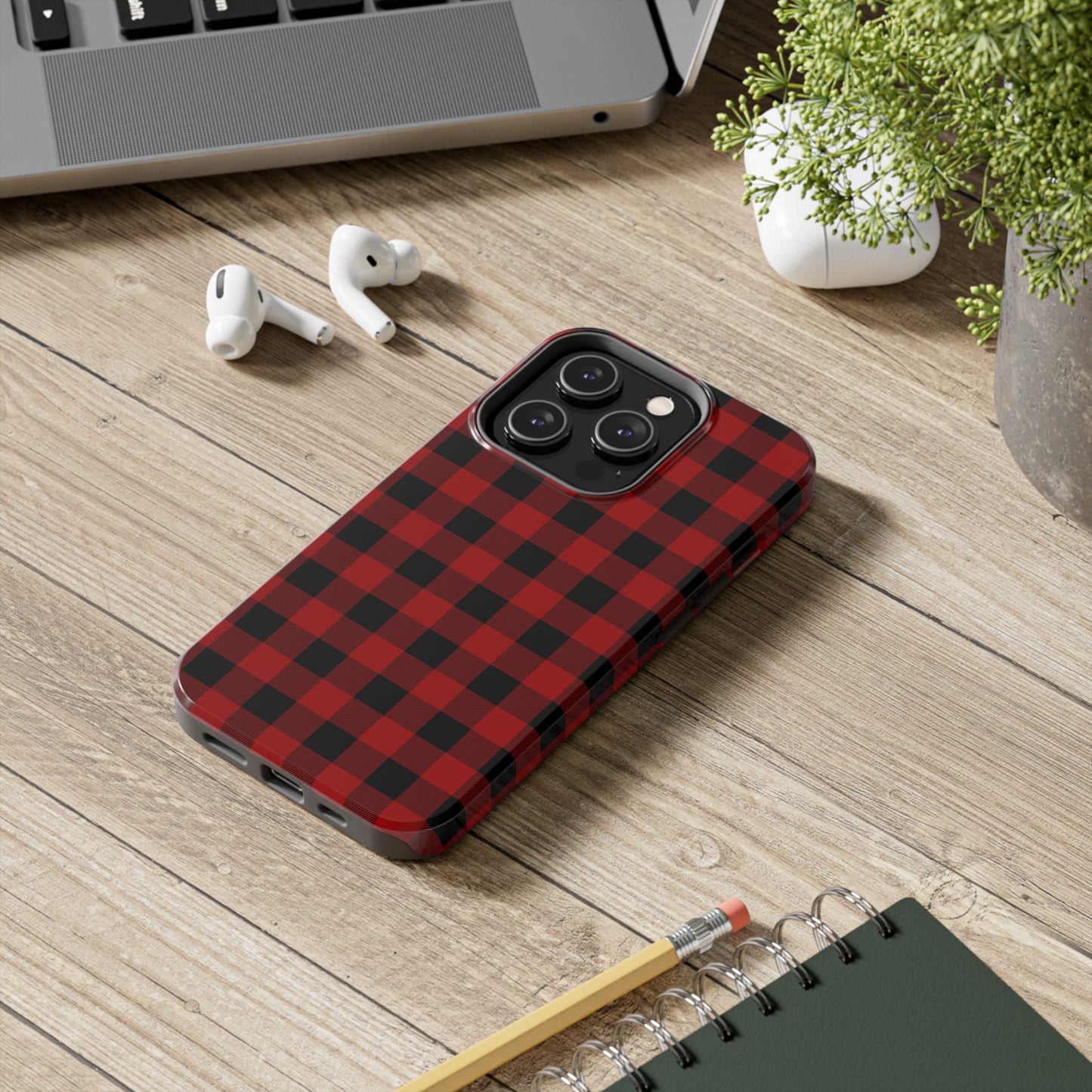 Red and Black Plaid Tough Phone Cases