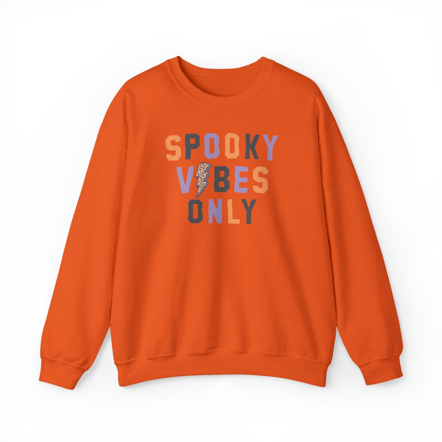 Spooky Vibes Fall Halloween Retro Warm Colored  Unisex Heavy Blend™ Crewneck Sweatshirt